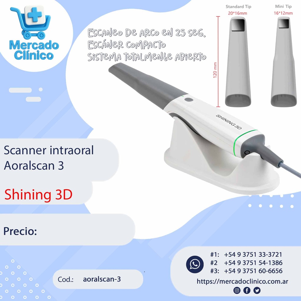 Escaner Scanner Aoralscan 3 - Intraoral- Shining 3D