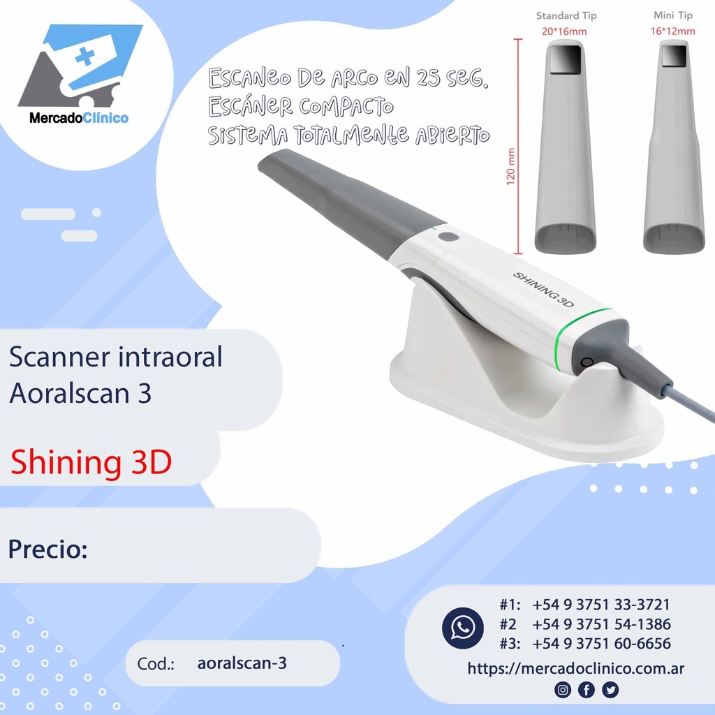 Escaner Scanner Aoralscan 3 - Intraoral- Shining 3D