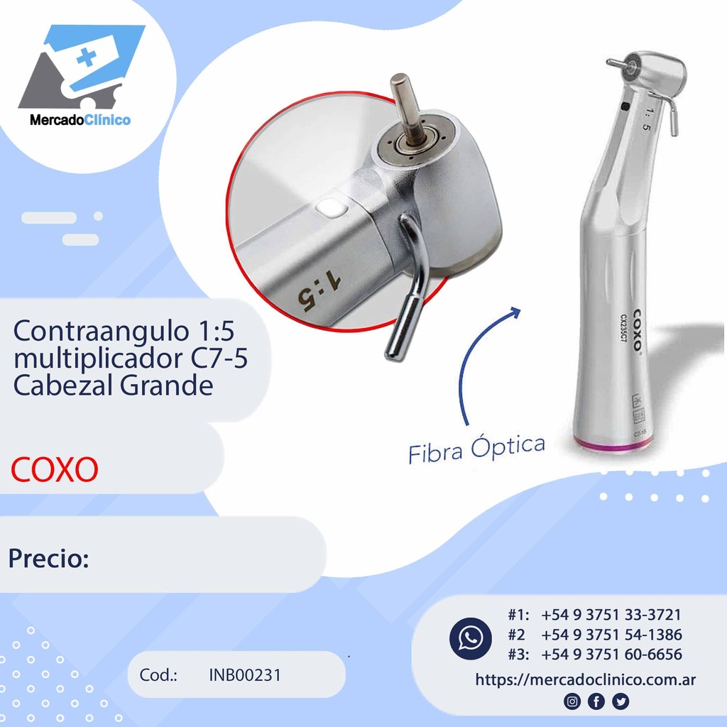 Contraangulo 1:5 multiplicador C7-4 - Cabezal Chico - COXO