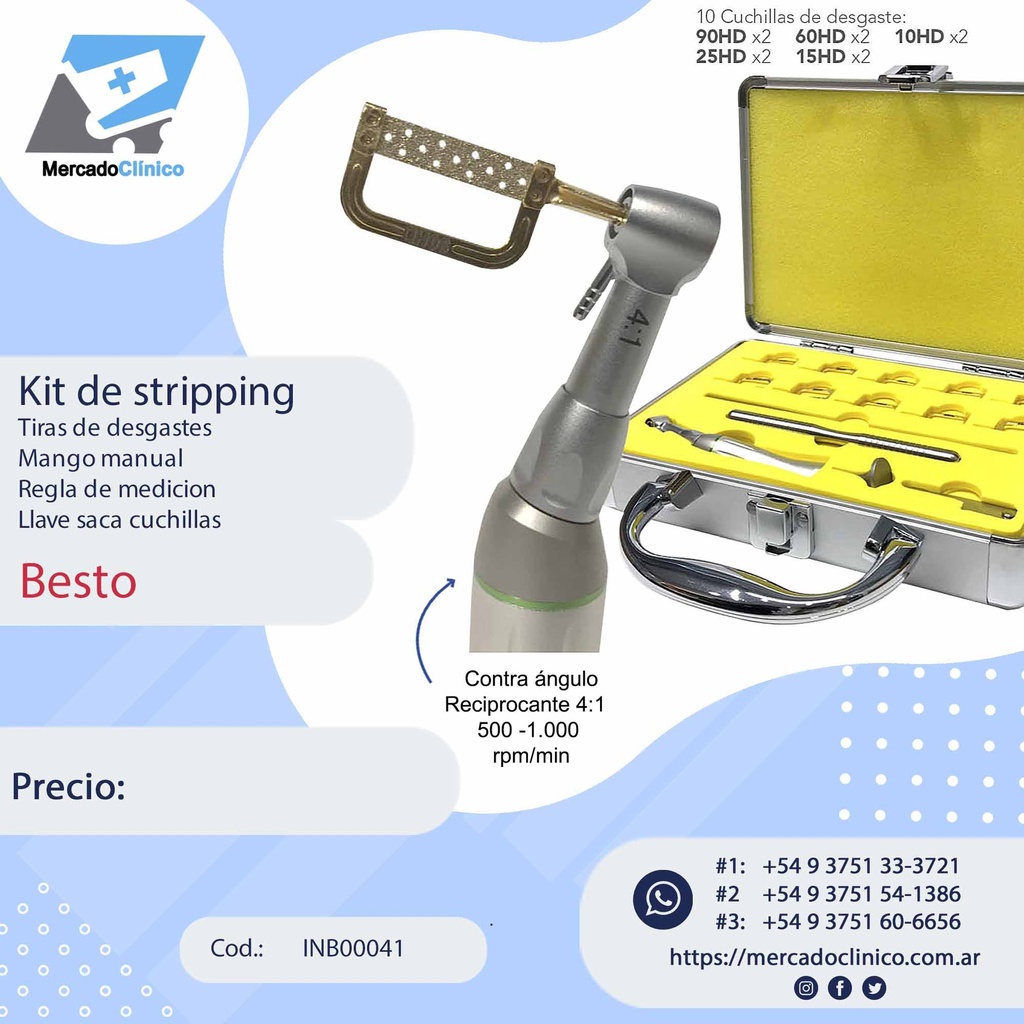 Kit contraangulo 4:1 para stripping - Besto