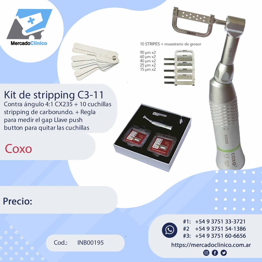 Kit contraangulo 4:1 para stripping - Model CX235-2 - Coxo