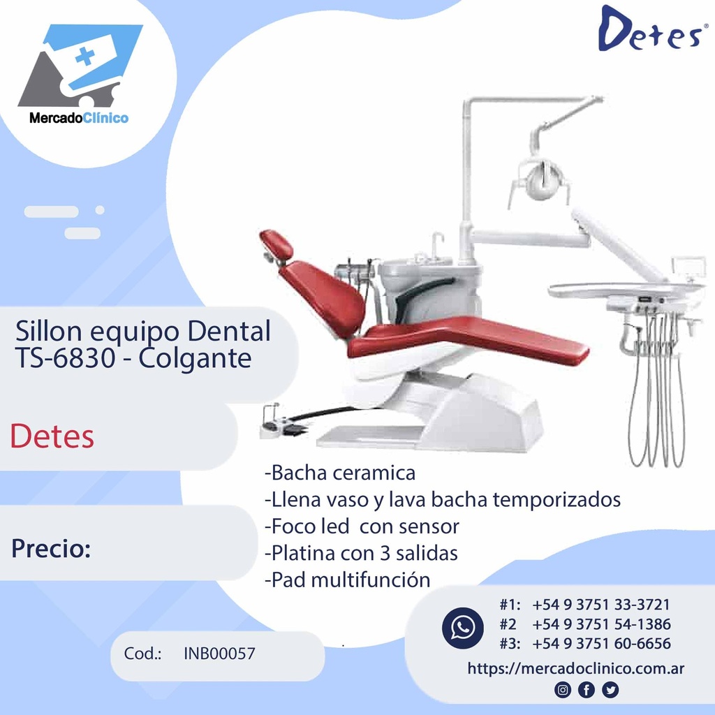 Sillon equipo Dental TS-6830 - Colgante - Detes