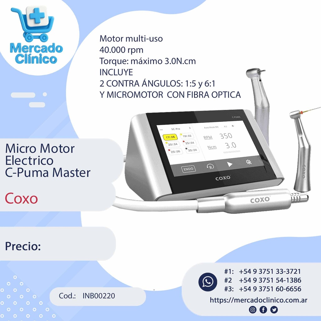 MOTOR eléctrico multiplicador + endomotor - digital tactil - C-PUMA MASTER - Coxo