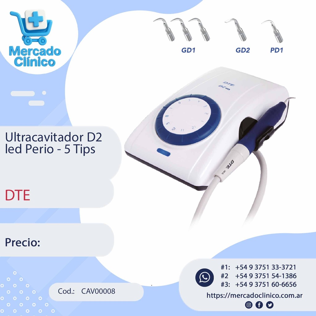 Cavitador ultrasónico Ultracavitador D2 Led Perio - 5 Tips - DTE