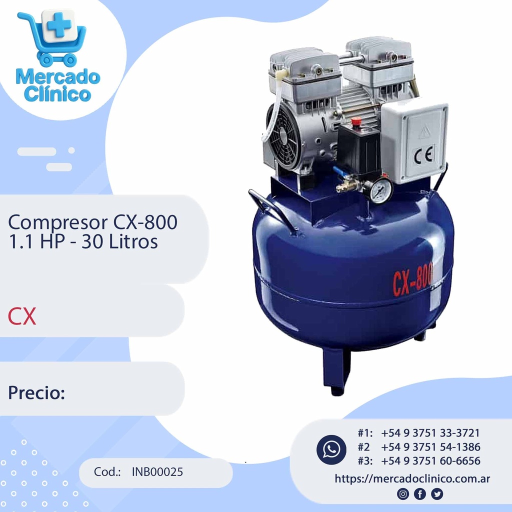 Compresor 1.1HP 30 Litros - 1.1 HP - CX800-  CX