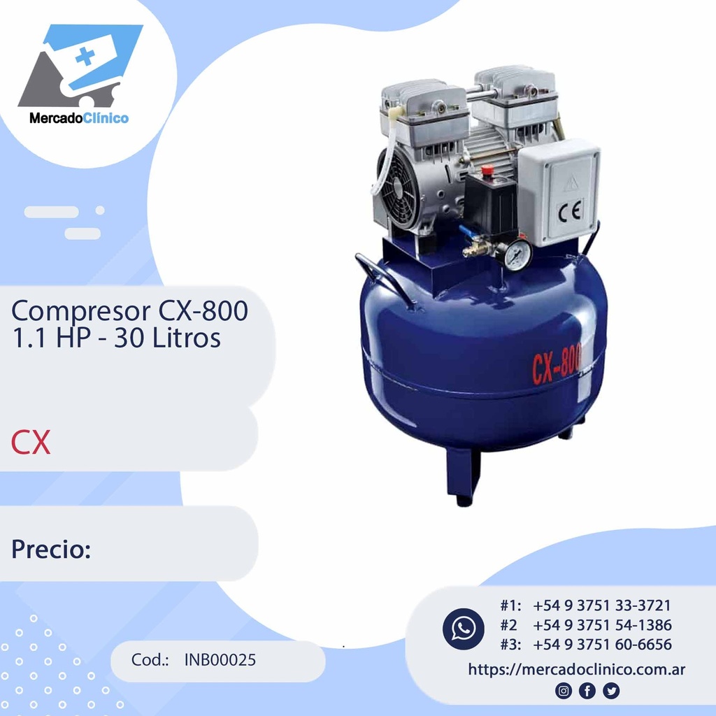 Compresor 1.1HP 30 Litros - 1.1 HP - CX800-  CX