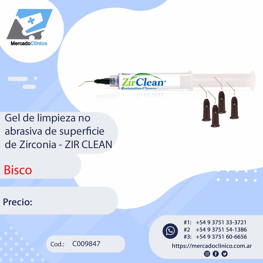 Gel de limpieza no  abrasiva de superficie de Zirconia - ZIR CLEAN - Bisco