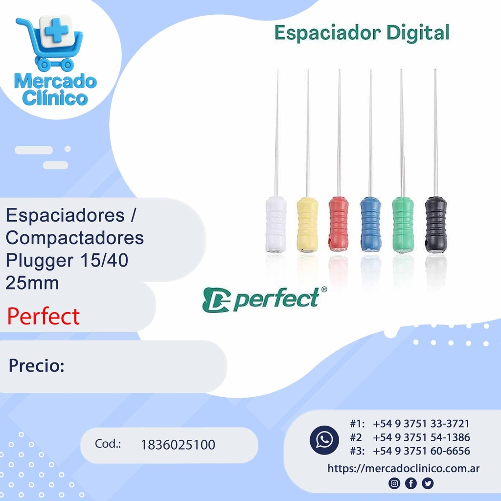 Espaciadores / Compactadores Pluggers 15/40 - 25 mm - Perfect