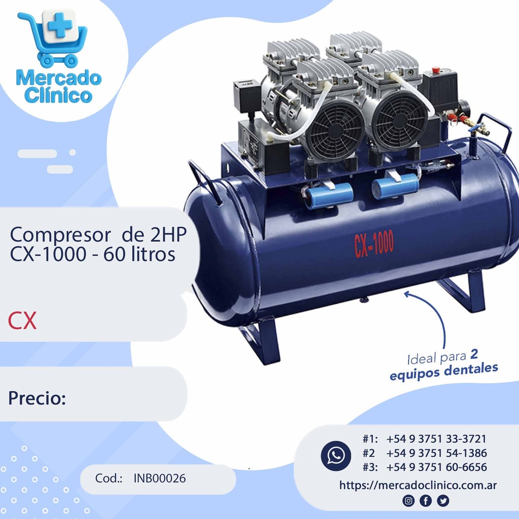 Compresor CX-1000 - 60 Litros - 2 HP - CX 