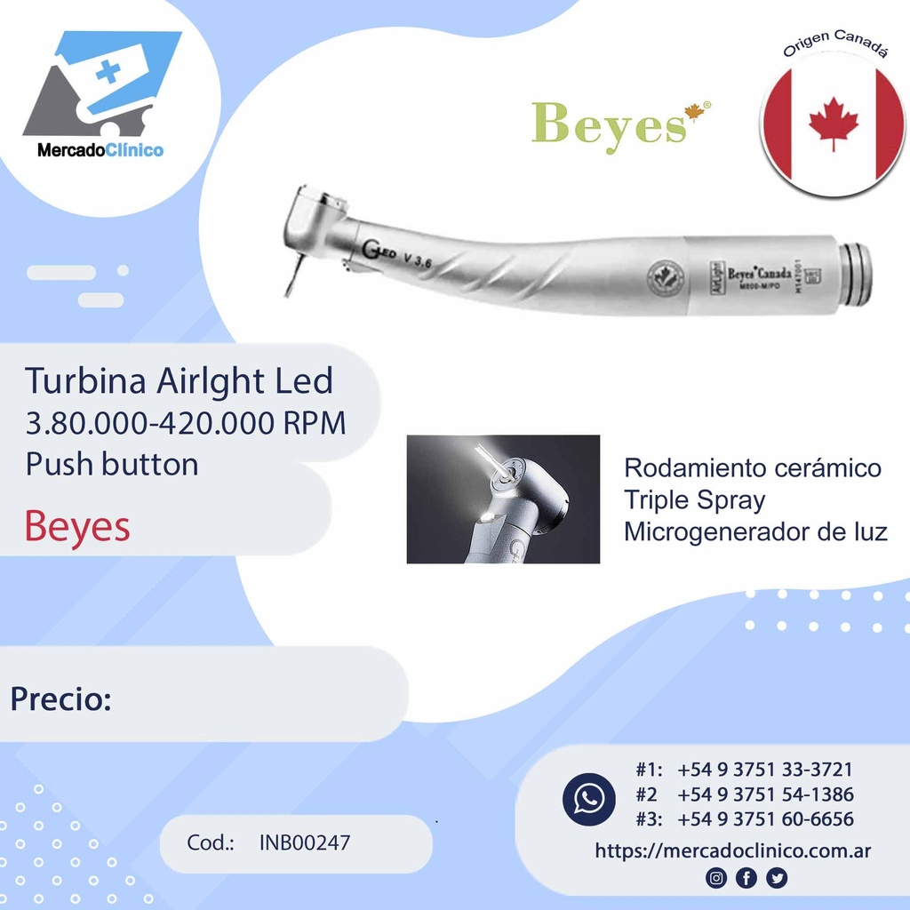Turbina Airlght Led 3.80.000-420.000 RPM Push button - Beyes