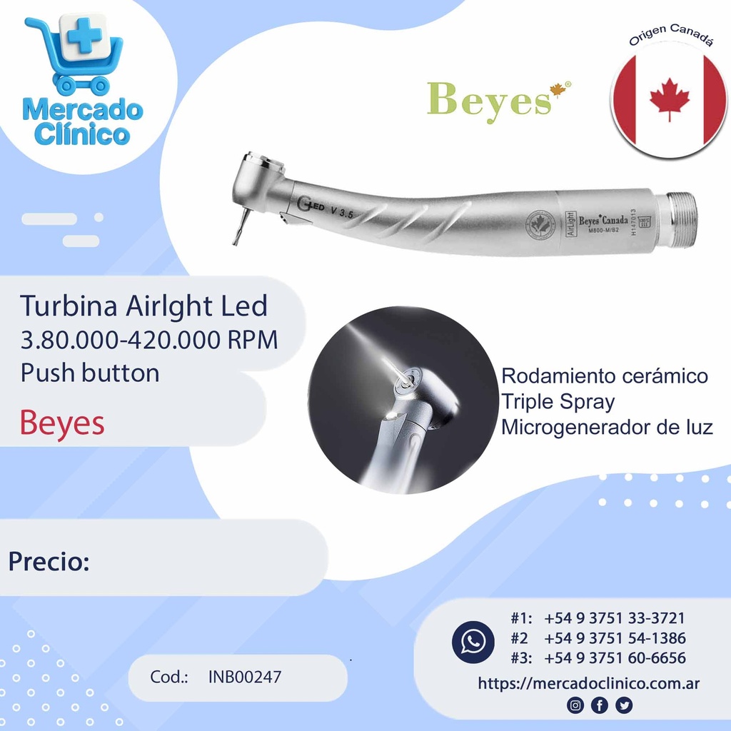 Turbina Airlght Led M800 -  3.80.000-420.000 RPM Push button - Beyes