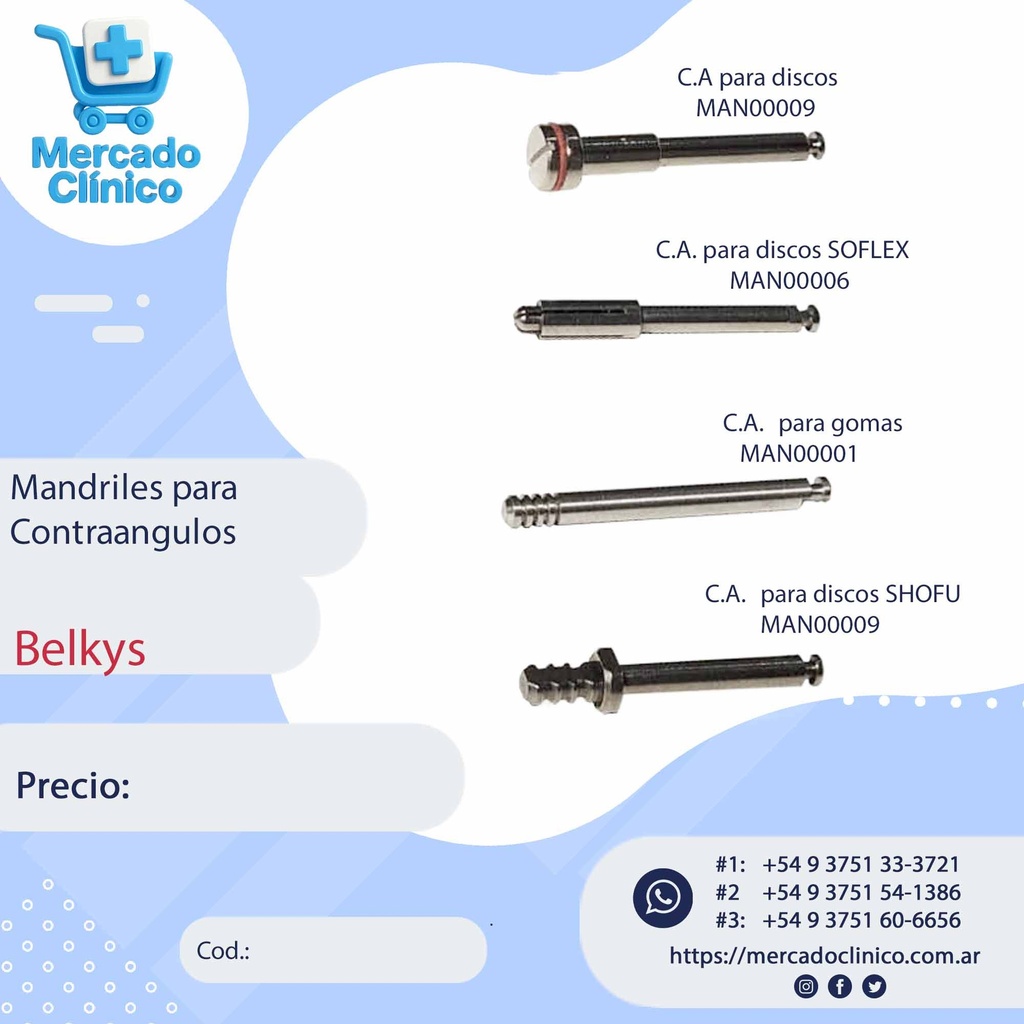 Mandriles para contra angulos - Belkys