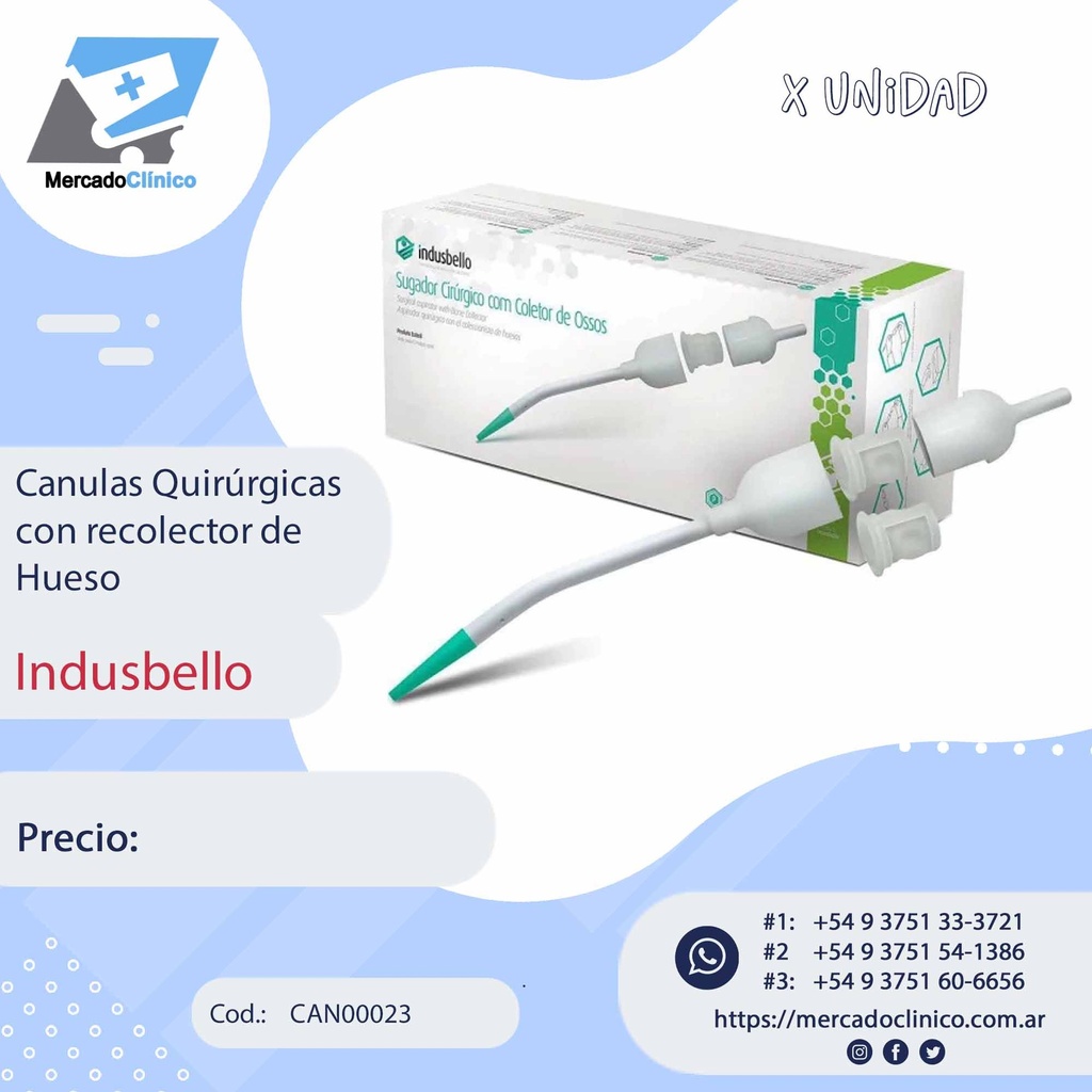 Canulas Quirúrgicas  con recolector de  Hueso - Indusbello
