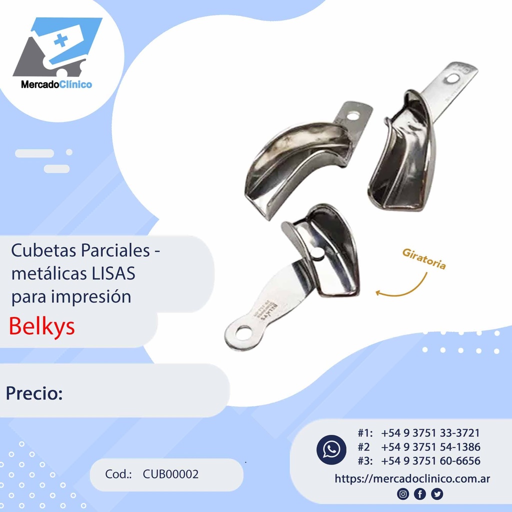 Cubetas Parciales - metálicas LISAS para impresión - Belkys
