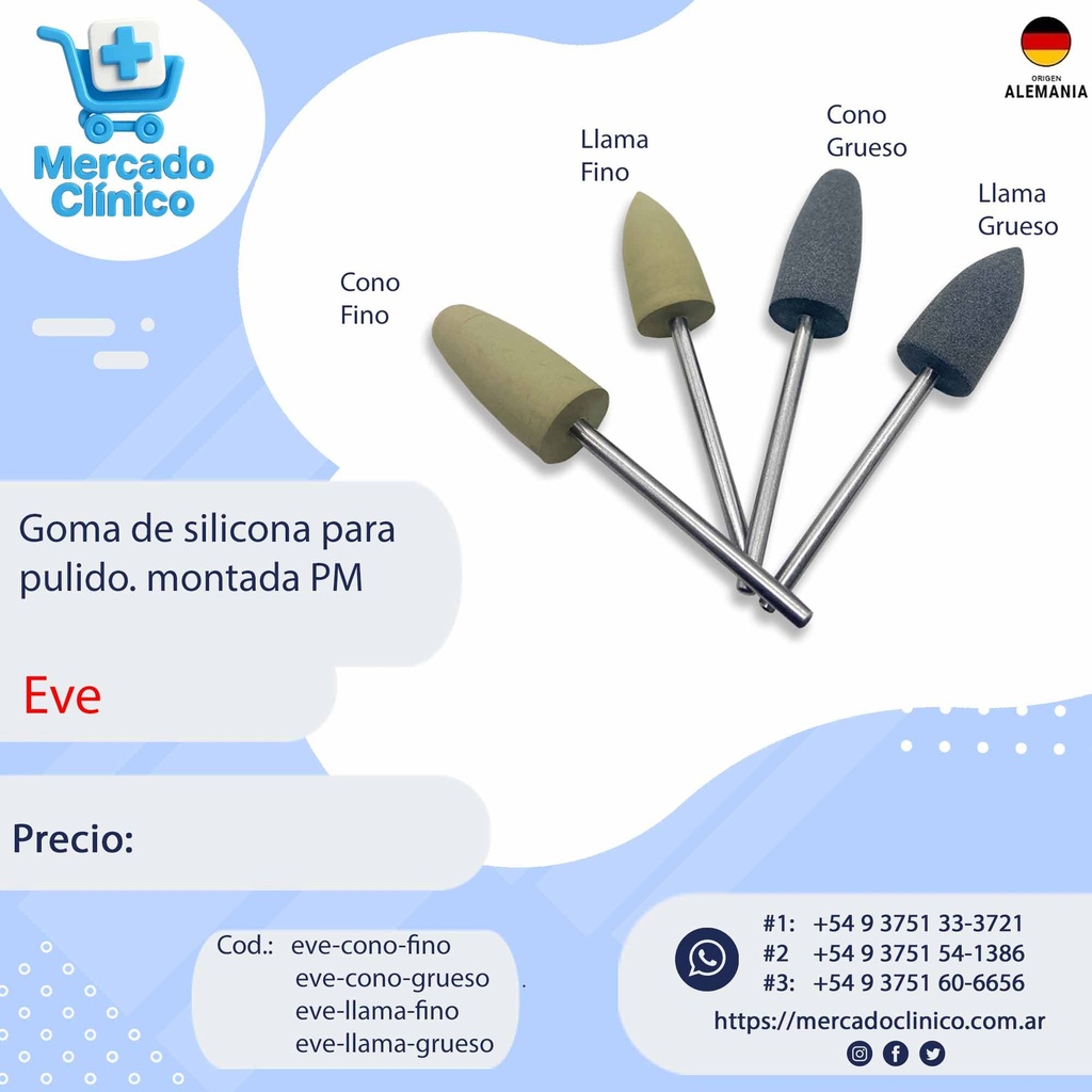 Goma de silicona para pulido montada PM - x unidad - EVE