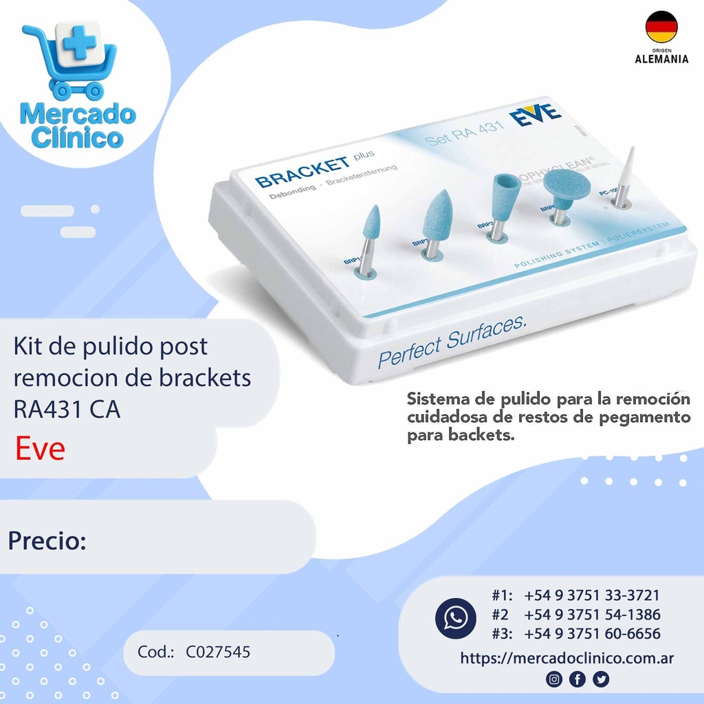 Kit de pulido post remocion de Brackets RA431 CA - EVE