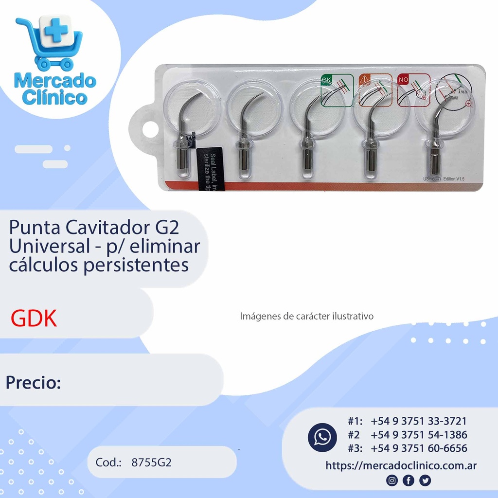 Punta Cavitador G2 Universal - p/ eliminar cálculos persistentes - GDK