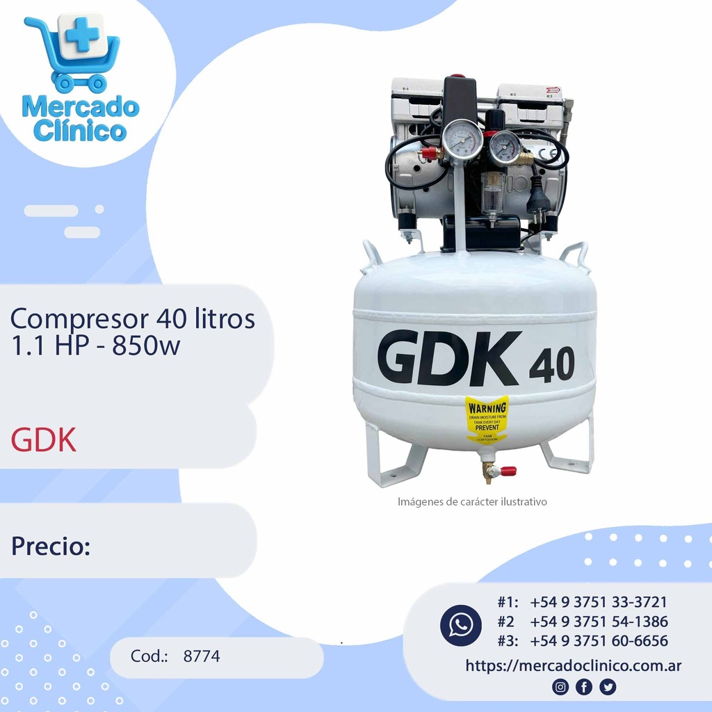 Compresor 40 litros 1.1 HP - 850w - GDK