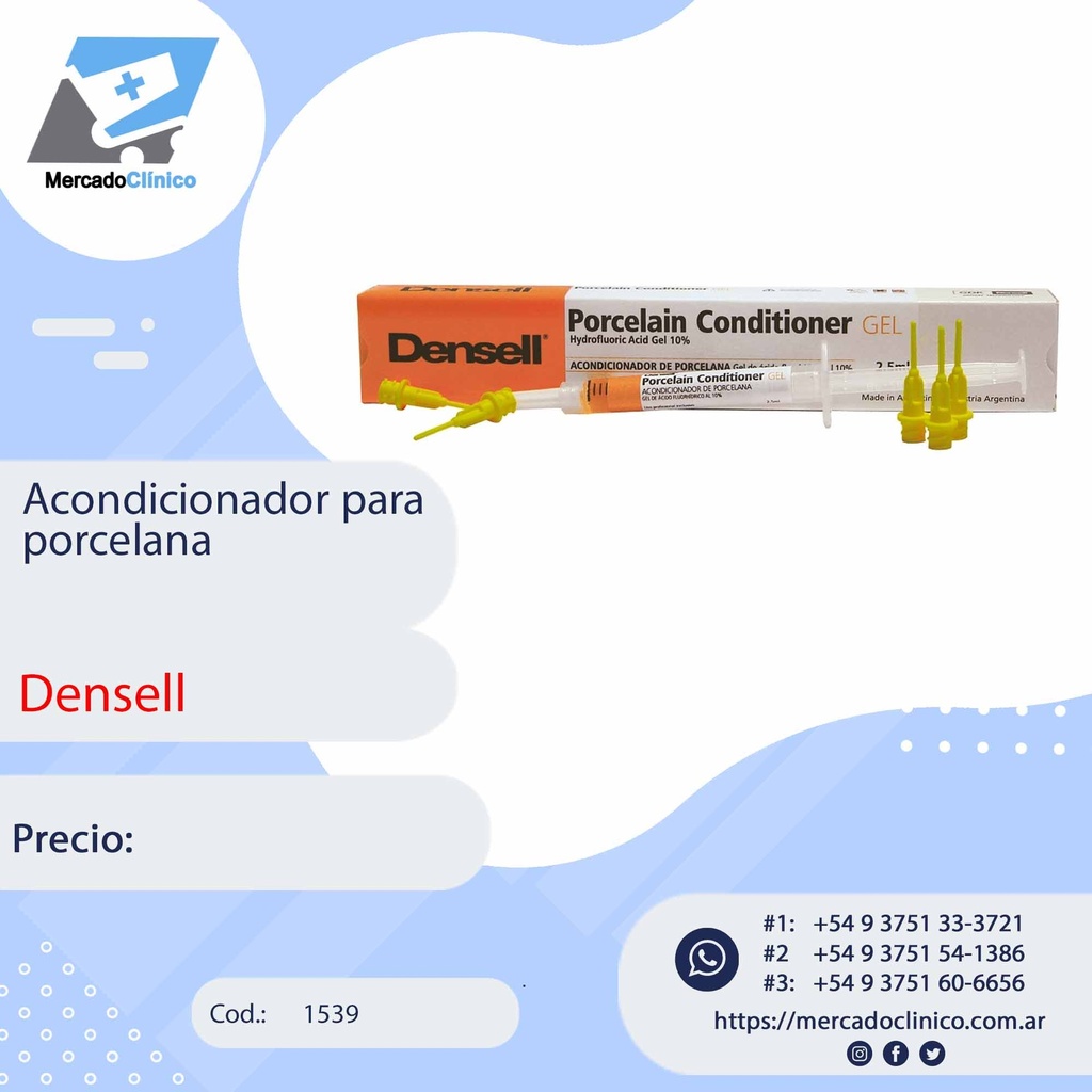 Ácido fluorhídrico al 10%  - 2,5ml - Acondicionador para porcelana - Densell