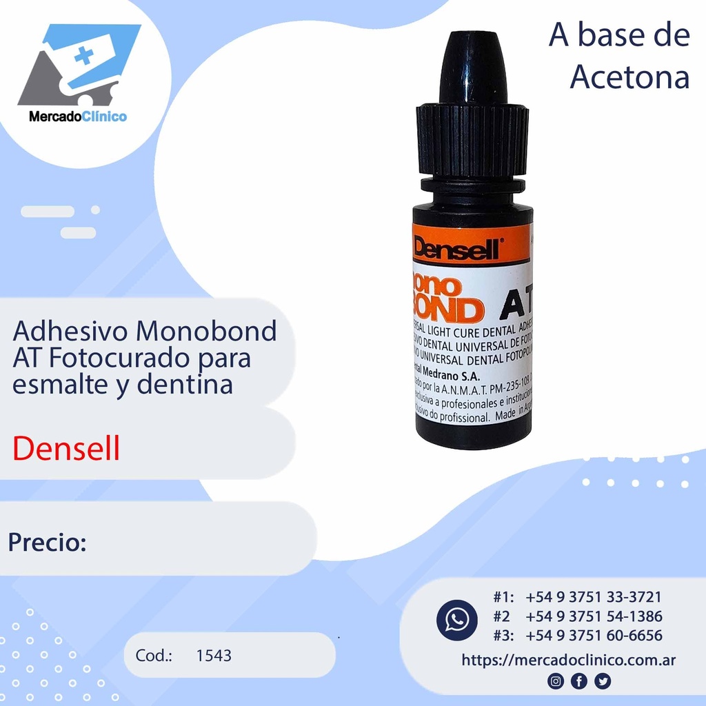 Adhesivo Monobond AT Fotocurado para esmalte y dentina - Densell