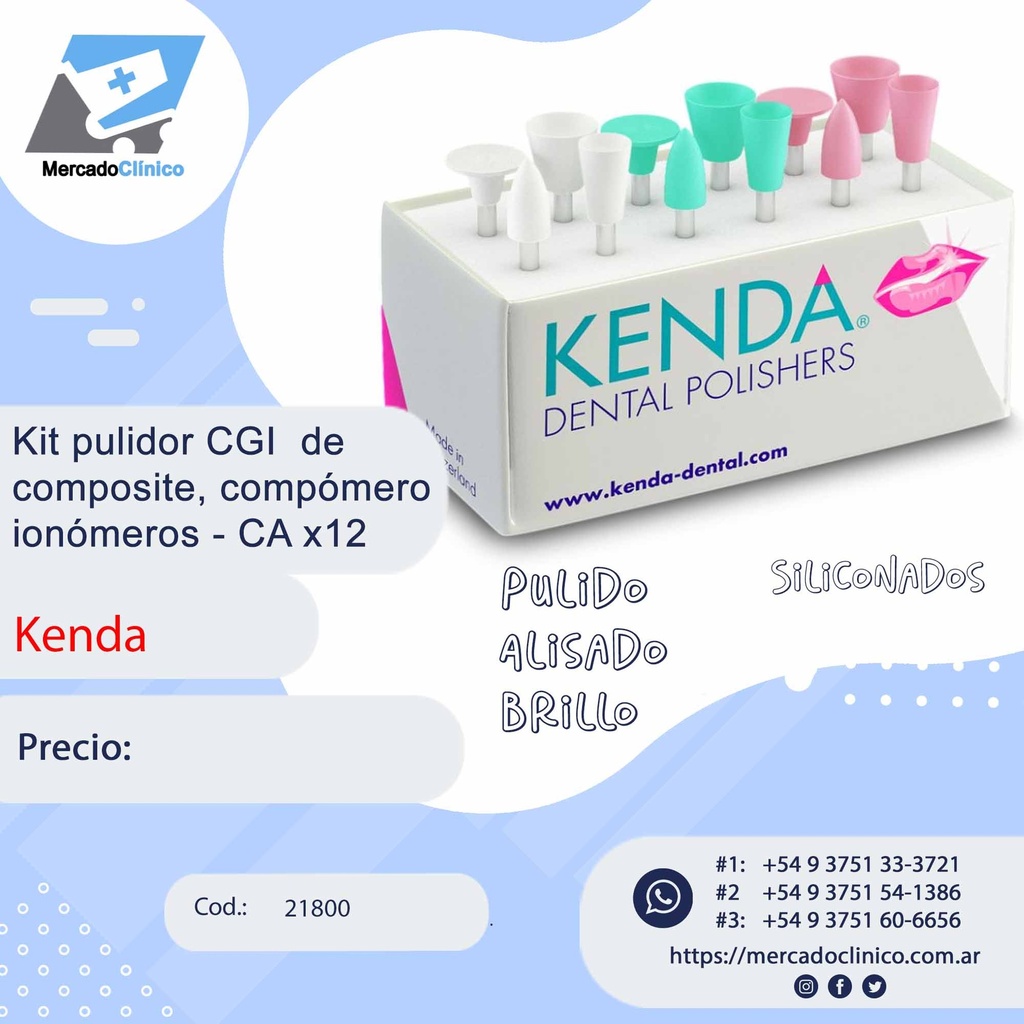 Kit pulidor CGI  de composite, compómero ionómeros - CA x12 - Kenda