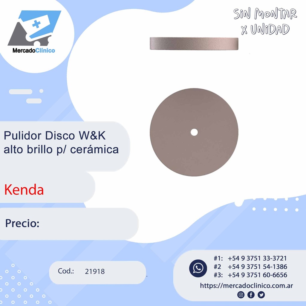 Pulidor rueda W&K prepulido p/ cerámica - Kenda