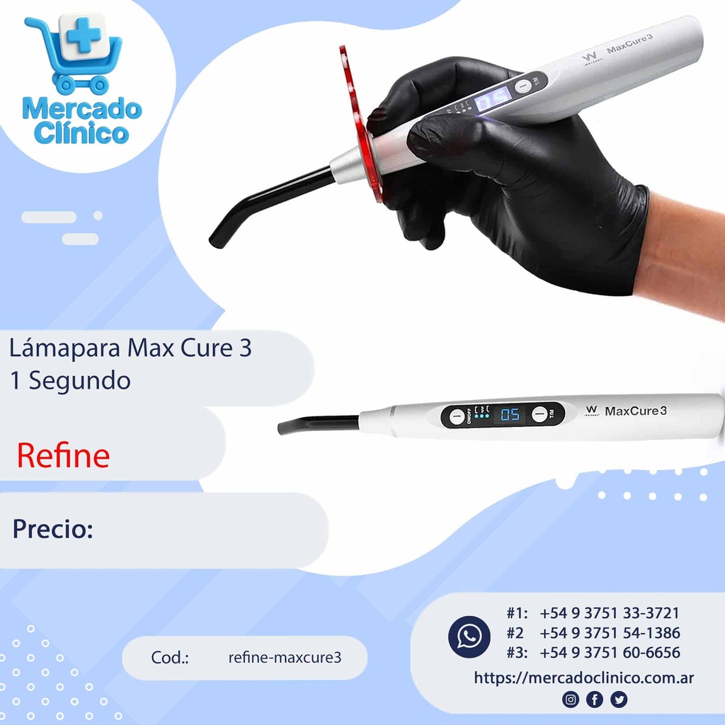 Lámpara Led 1 segundo - MAXCURE 3 - REFINE 