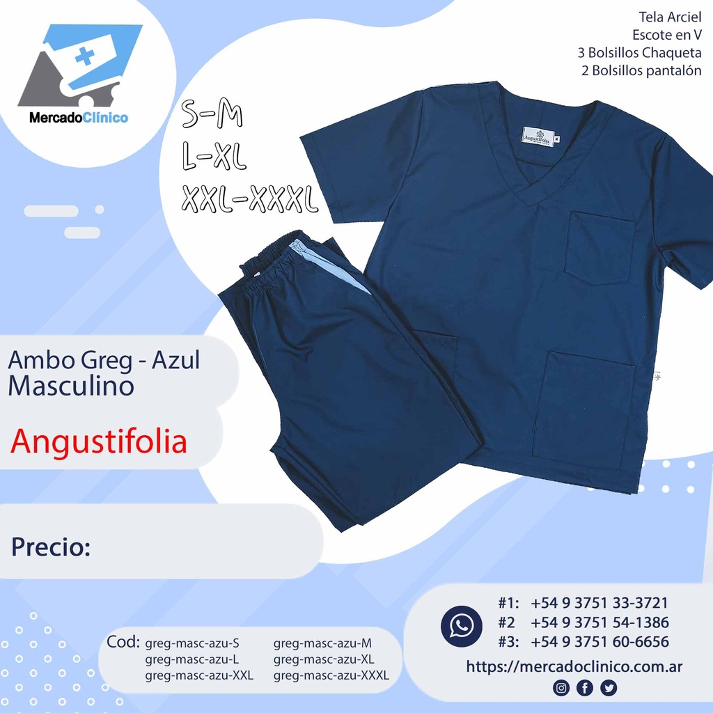 Ambo Greg - Pantalón y chaquetilla -Azul - Masculino - Angustifolia