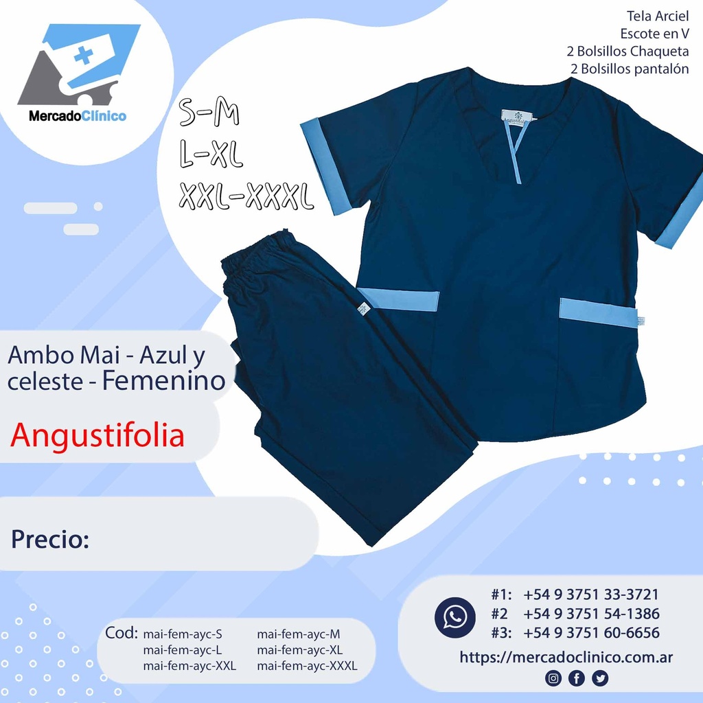 Ambo Mai - Pantalón y chaquetilla - Azul Marino Y Celeste - Femenino - Angustifolia