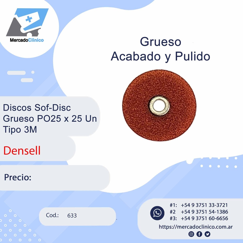Discos Sof-Disc  Grueso PO25 x 25 Un Tipo 3M - Densell