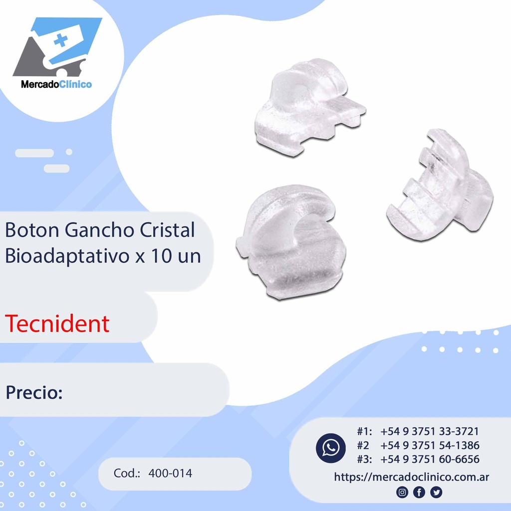 Botón Gancho Cristal paquete /10 unidades Tecnident