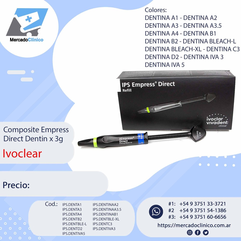 Composite Resina Empress Direct Dentin - Jeringa de 3 gramos - Ivoclear Vivadent