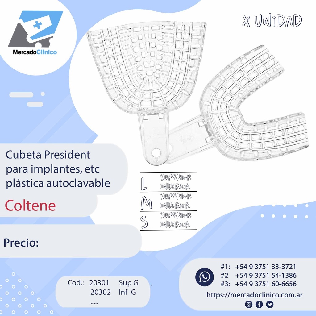 Cubeta President  para implantes, etc - plástica autoclavable - Coltene