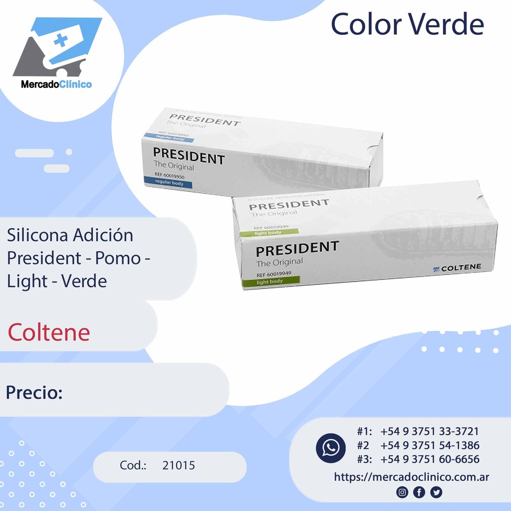 Silicona Adición Regular x 2 cartuchos 50ml + tips - 21012 - Coltene 