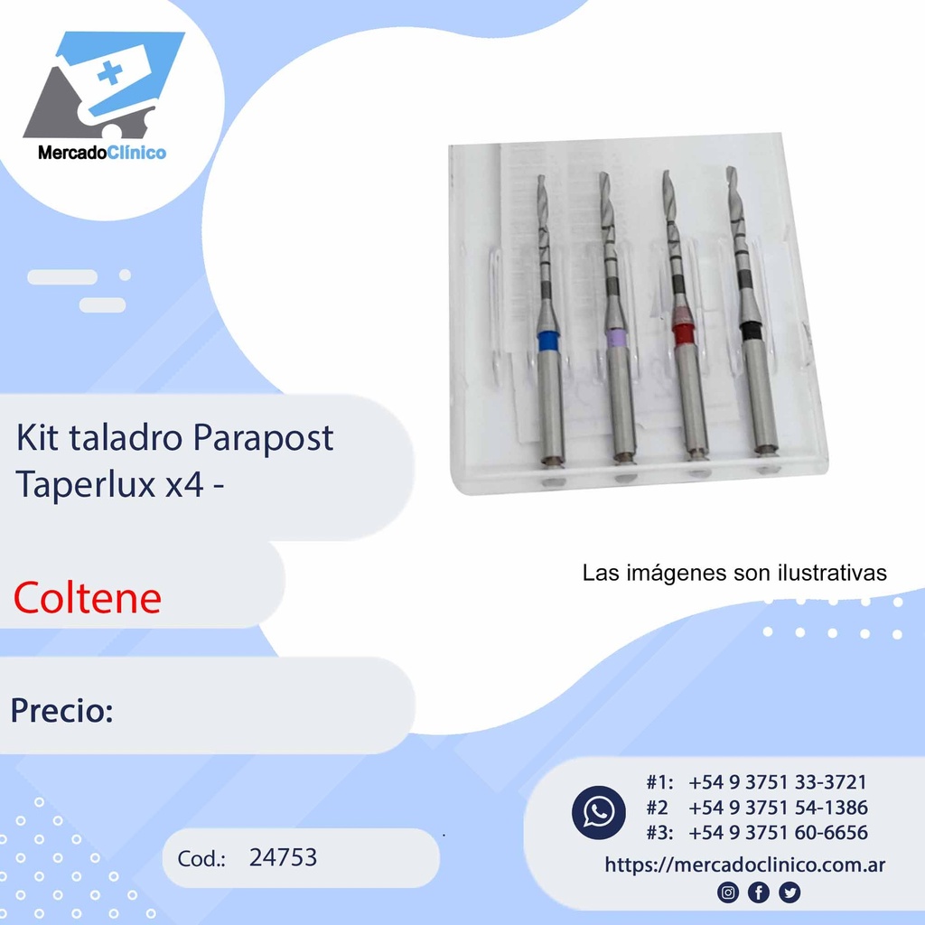 Kit taladro Parapost Taperlux x4 - Coltene
