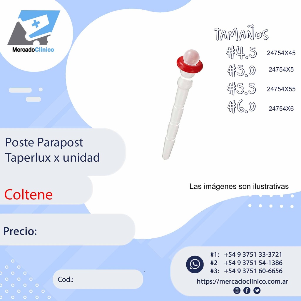 Poste Parapost Taperlux - x unidad - Dif. tamaños - Coltene