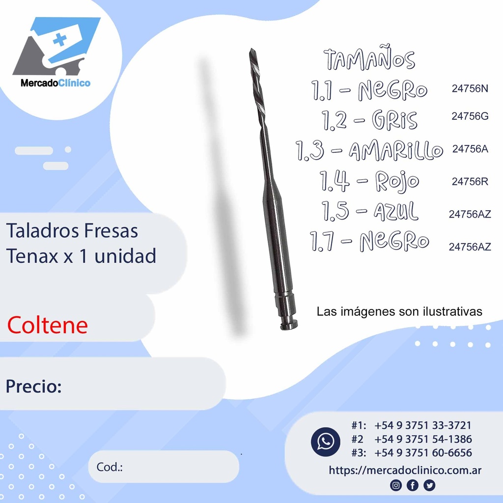 Taladros Fresas  Tenax - x 1 unidad- Coltene 