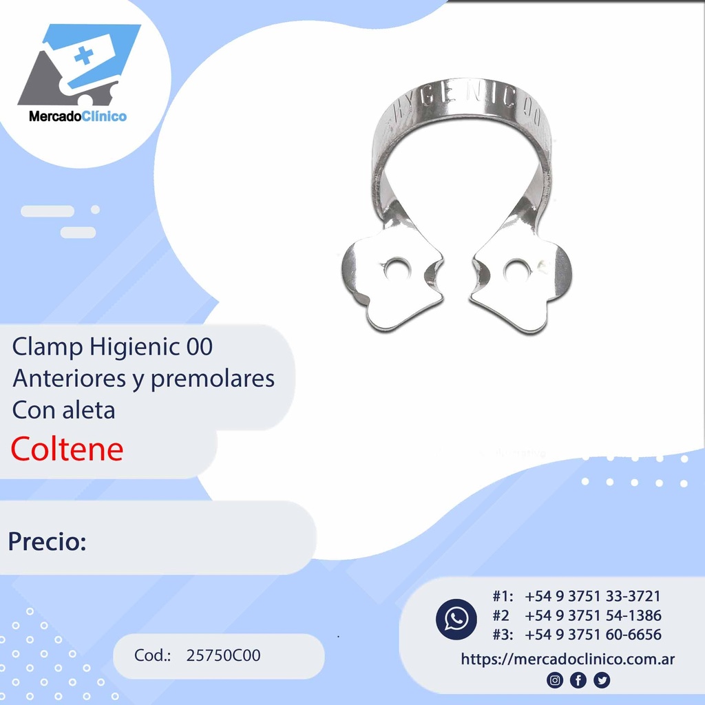 Clamp Hygienic 00  Anteriores y premolares Con aleta - Coltene