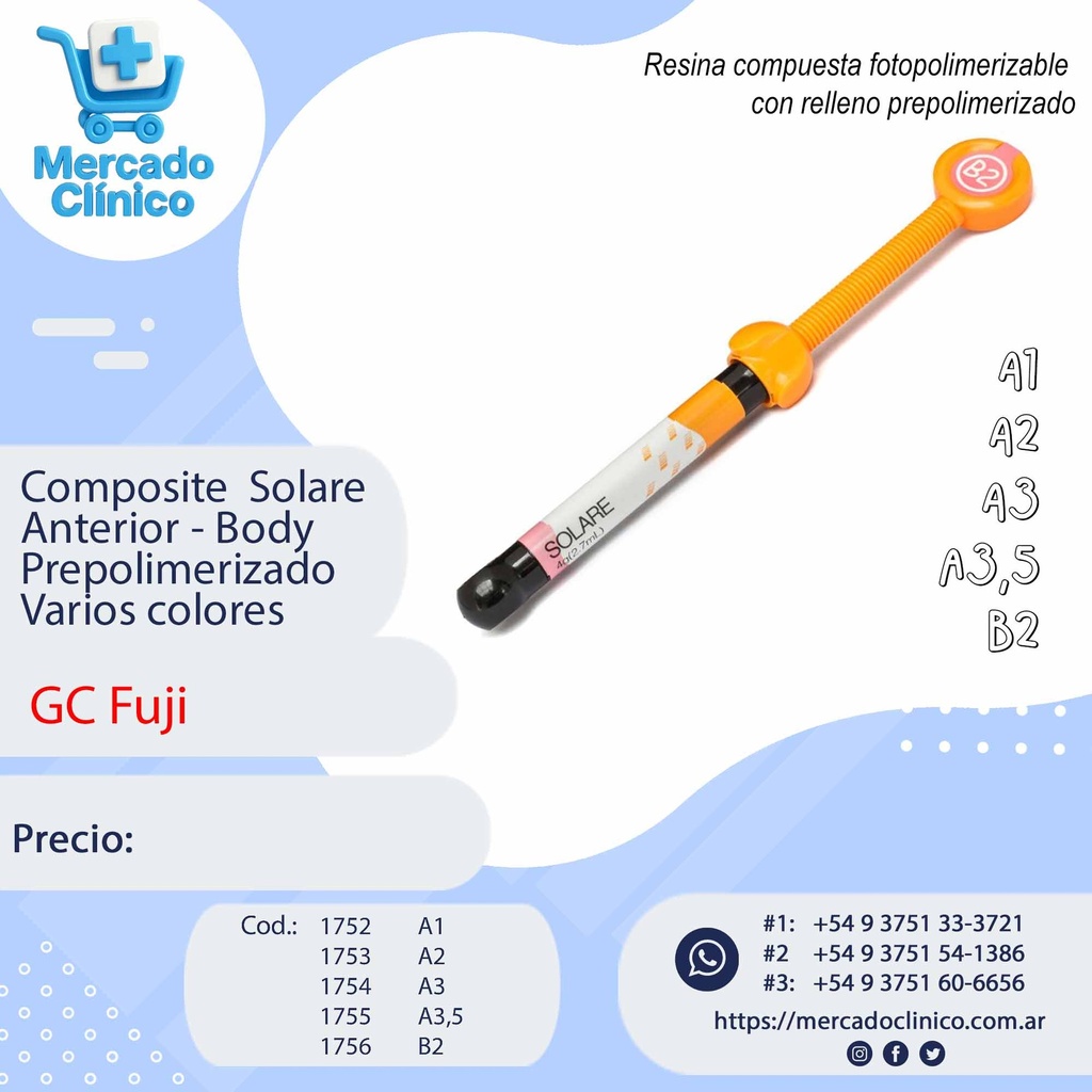 Composite  Solare Anterior - Body Prepolimerizado Varios colores - GC Fuji