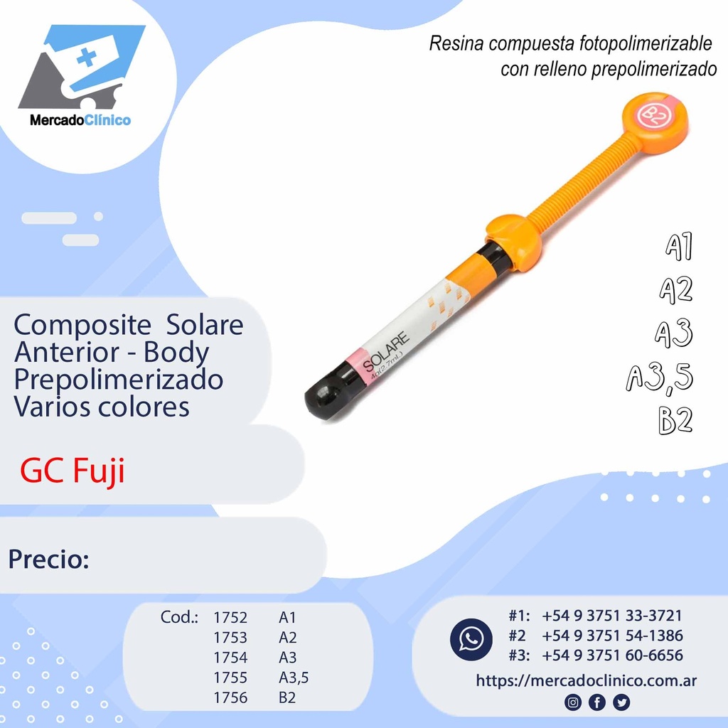 Composite  Solare Anterior - Body Prepolimerizado Varios colores - GC Fuji