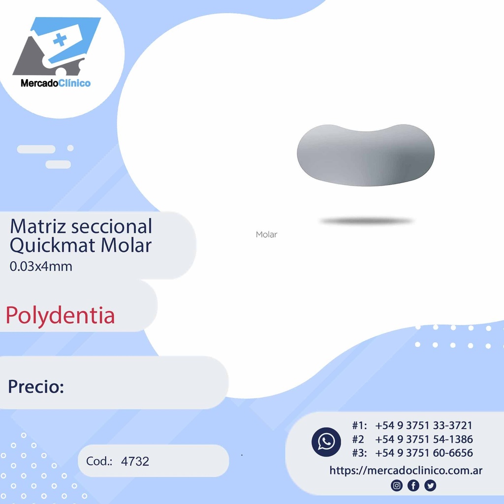 Matriz seccional Quickmat Molar 0.03x4mm - Polydentia