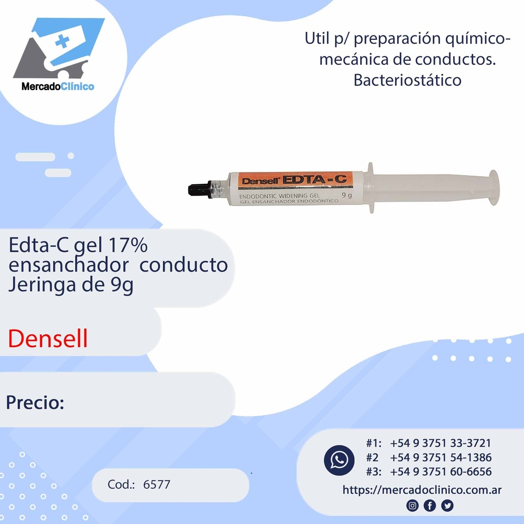 Edta-C gel 17%  ensanchador  conducto  Jeringa de 9g - Densell