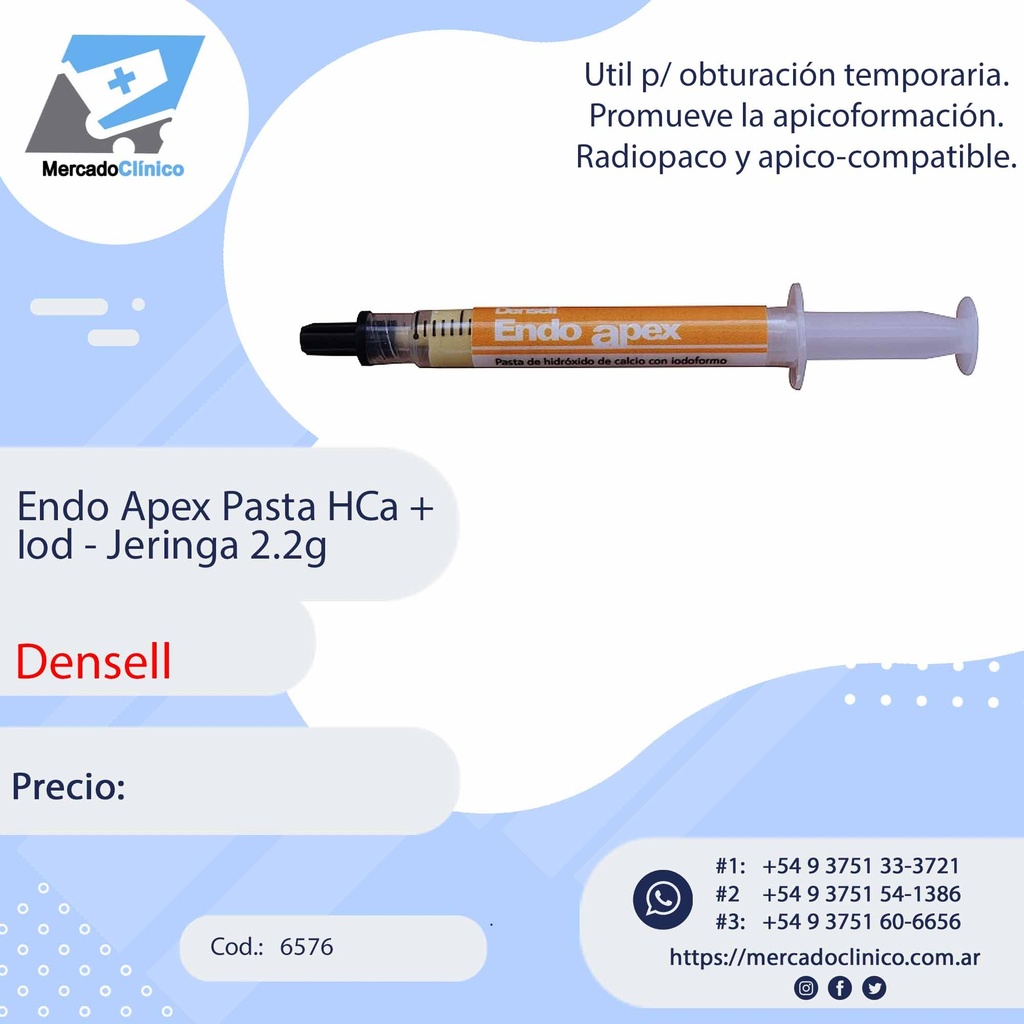 Endo Apex Pasta HCa + Iod - Jeringa 2.2g - Densell