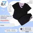 Ambo Ter - Pantalón y chaquetilla - Negro con detalle Lila - Femenino - Angustifolia