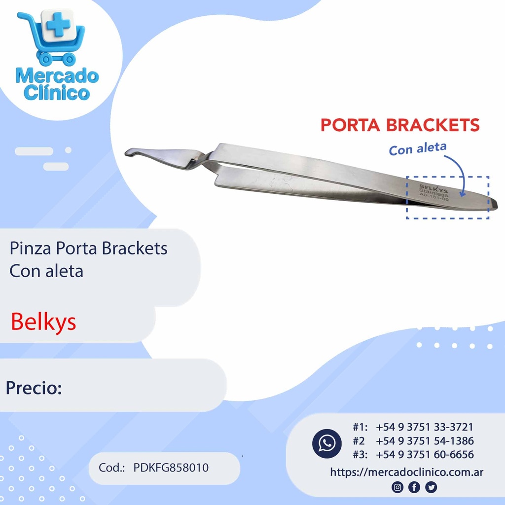 Pinza Porta brackets - Posicionador - con aleta - Belkys