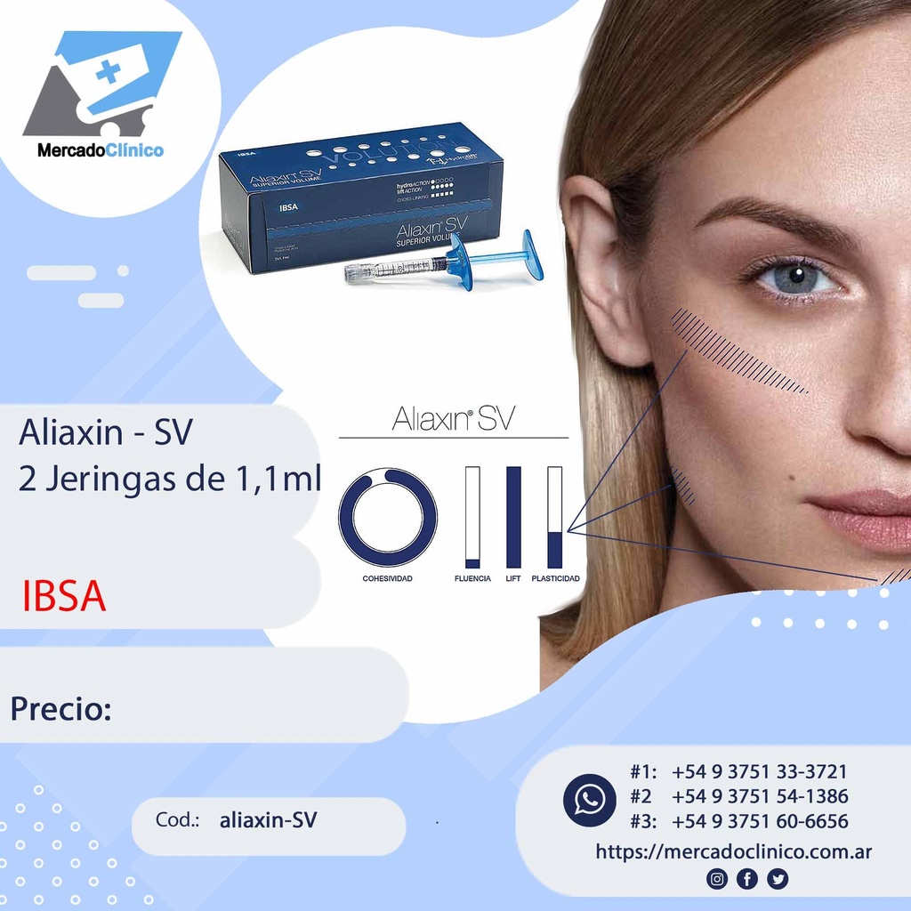Aliaxin SV - 2 Jeringas de 1ml c/u - Ac. Hialurónico - IBSA
