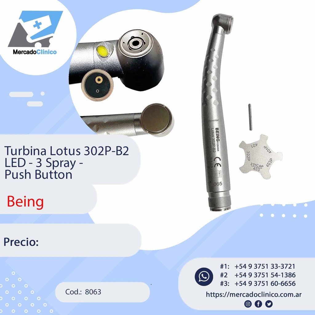 Turbina Lotus 302P-B2 LED - 3 Spray - Push Button - Being
