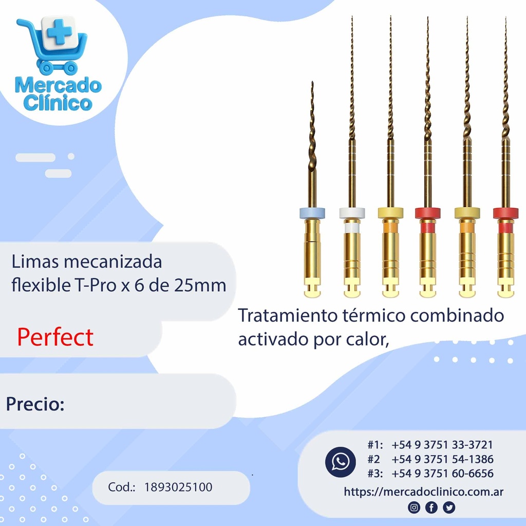 Limas mecanizada  flexible T-Pro x 6 de 25mm - Perfect