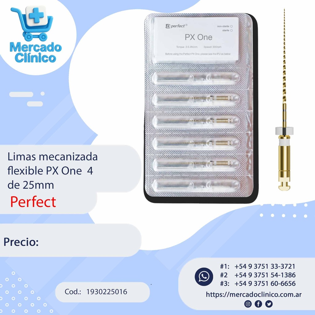 Limas mecanizada  PX One x 4  de 25mm - Perfect