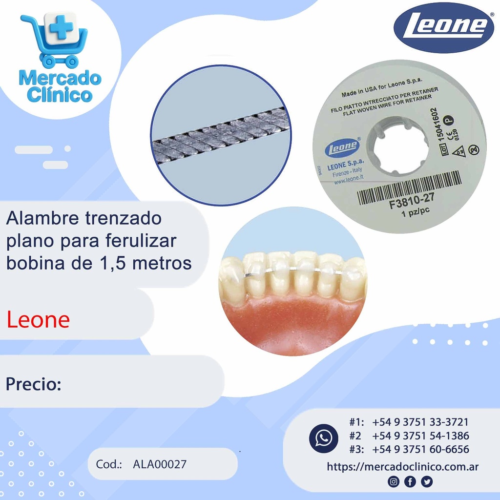 Alambre trenzado Plano para ferulizar / Splinting / contención /  Twist flex - Leone